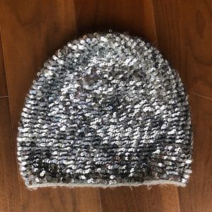 Silver sequin beanie
